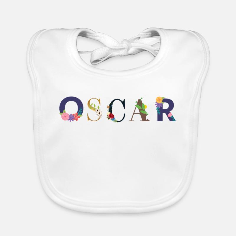 Le nom d’OSCAR décoré de fleurs Bavoir bio Bébé