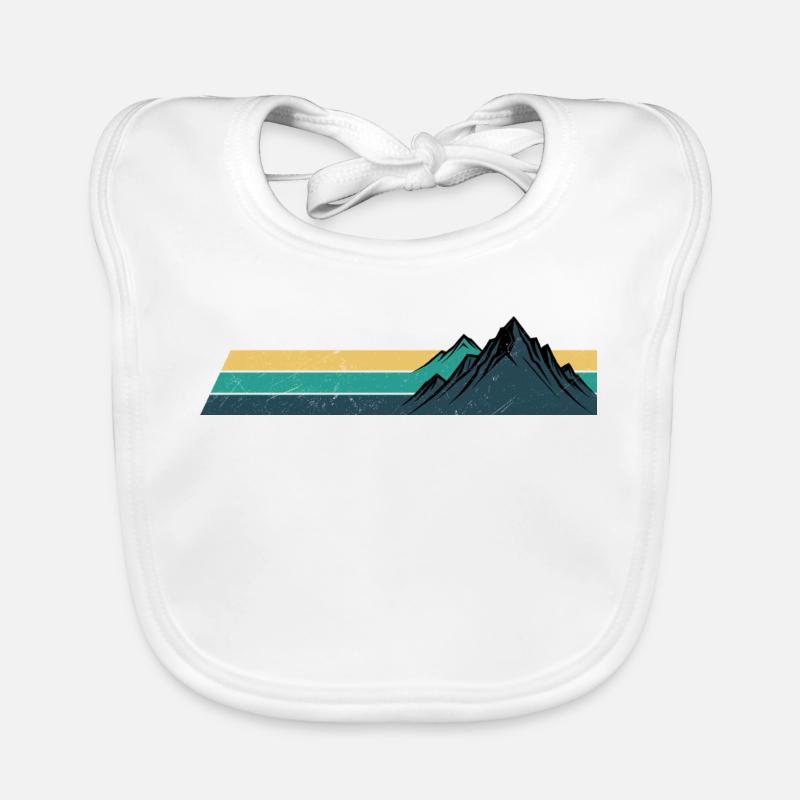 Retro Mountain Sunset Stripes Organic Baby Bibs