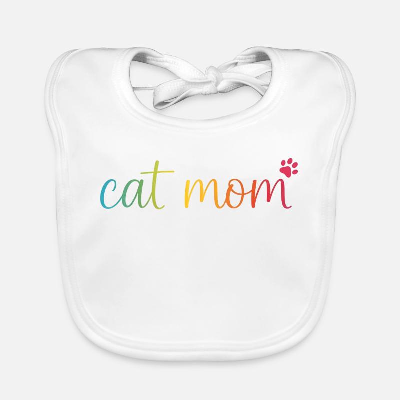 Cat Mom Regenbogen - Süßes Katzen Mama Design Organic Baby Bibs