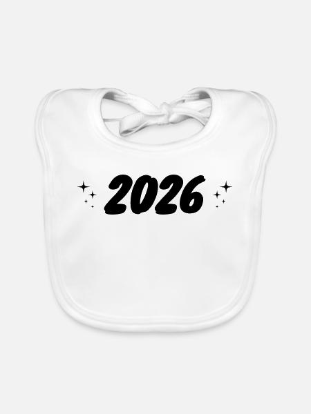 Idée de cadeau pour l’étoile de l’année 2026 - Bavoir bio Bébé - blanc - Devant
