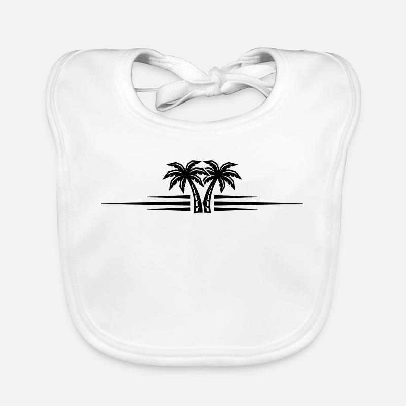 Palm Tree Icon Line Organic Baby Bibs