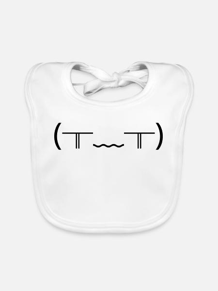 Crying Emote (╥_╥) Violent Tears - Organic Baby Bibs - white - Front