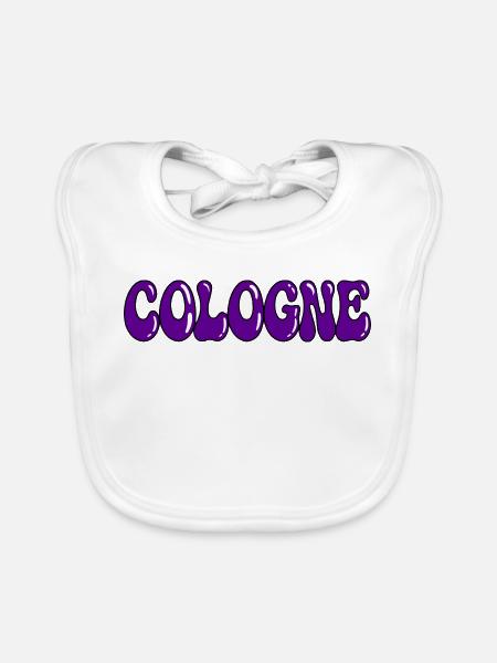 Kölner Lila, gefrorene Typografie - Baby Bio-Lätzchen - Weiß - Vorne