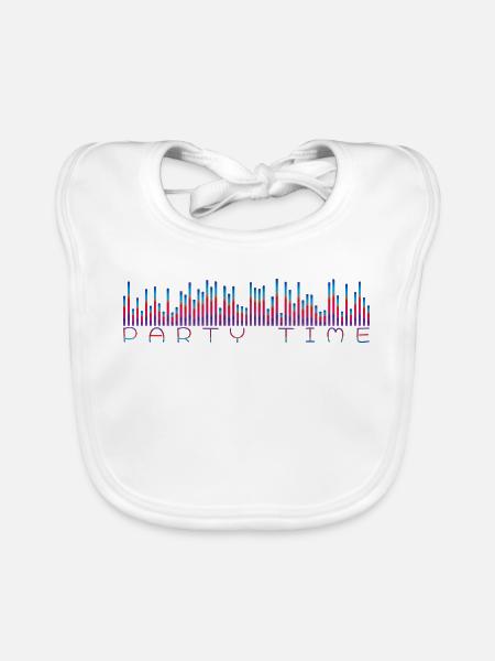 Neon Equalizer Party Time - Baby Bio-Lätzchen - Weiß - Vorne
