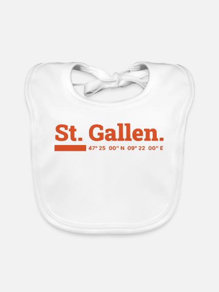 St Gallen Koordinaten - Baby Bio-Lätzchen - Weiß - Vorne