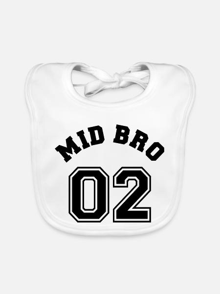 Mid Bro 02 - Middle Brother - Baby Bio-Lätzchen - Weiß - Vorne