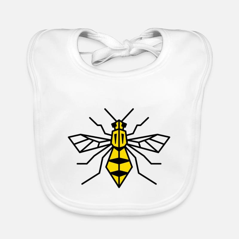 Abeille géométrique - Bavoir bio Bébé - blanc