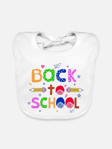 Début de l’école Retour à l’école Élèves Retour à l’école - Bavoir bio Bébé - blanc - Devant