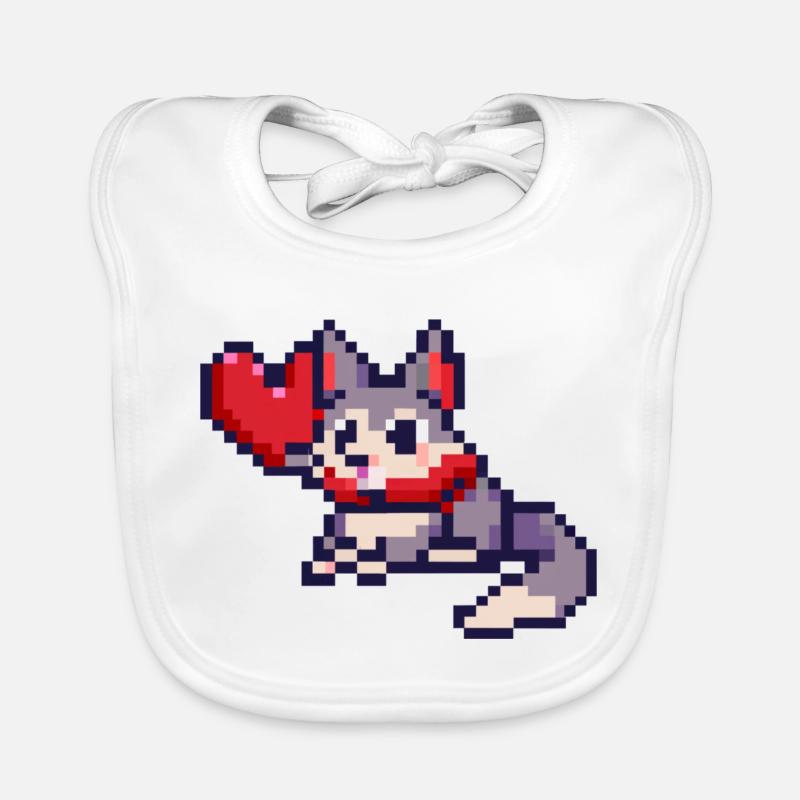 Pixelart Cat with Heart Baby Bio-Lätzchen