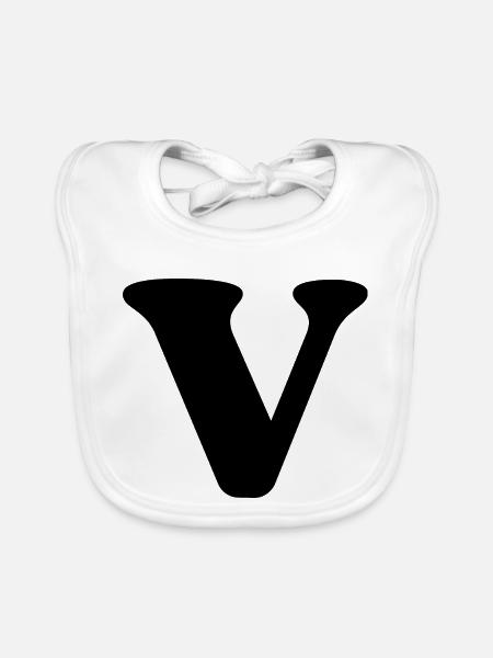 Lettre v - Bavoir bio Bébé - blanc - Devant