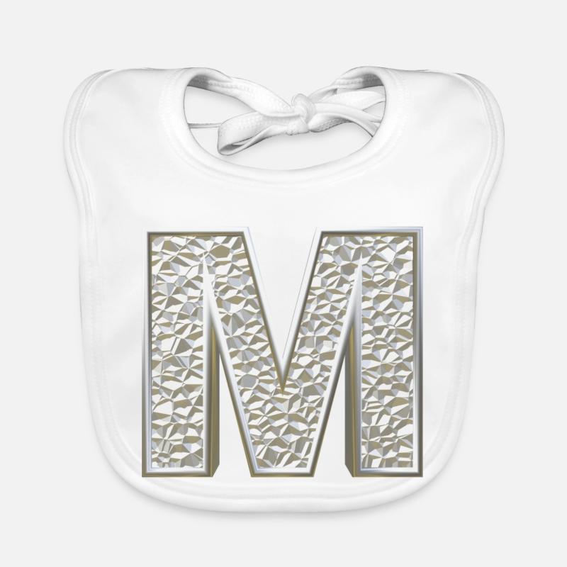 M, lettre, lettre M, initiale, initiale M, monogramme, Bavoir bio Bébé