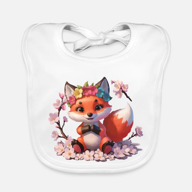 Cute cute fox in spring gift Organic Baby Bibs