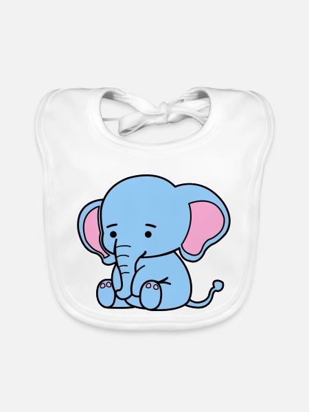 Cute Elephant - Organic Baby Bibs - white - Front