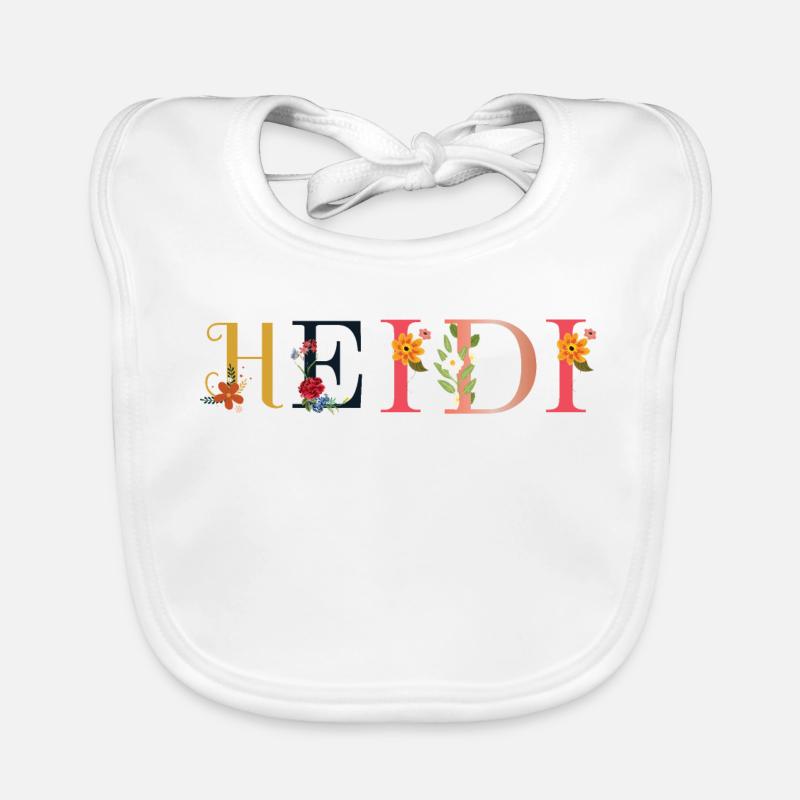Nom HEIDI décoré de fleurs Bavoir bio Bébé
