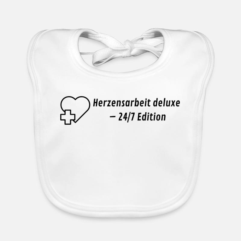 Heart Work Deluxe - Édition 24h/24 et 7j/7 - Bavoir bio Bébé - blanc