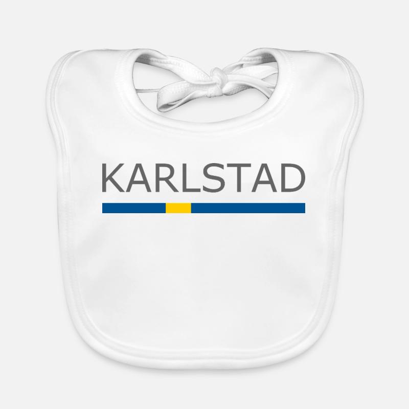 Drapeau de la Suède - Karlstad - Sverige - Schweden - Bavoir bio Bébé - blanc