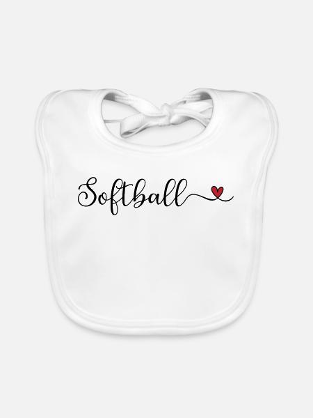 Softball - Baby Bio-Lätzchen - Weiß - Vorne