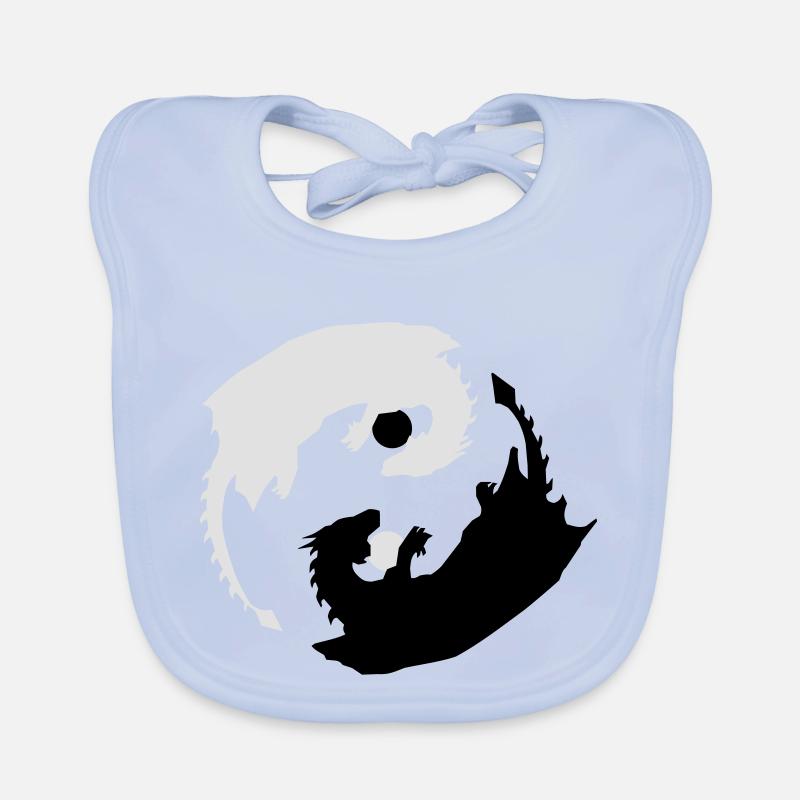 Yin and Yang Dragons with Spheres Organic Baby Bibs