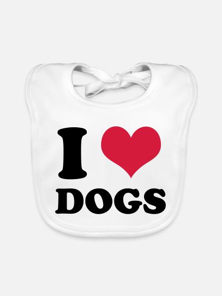 J'adore les chiens - Bavoir bio Bébé - blanc - Devant