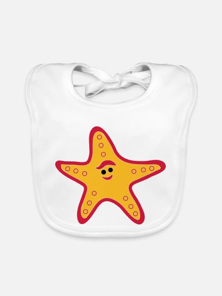 Seestern - Baby Bio-Lätzchen - Weiß - Vorne