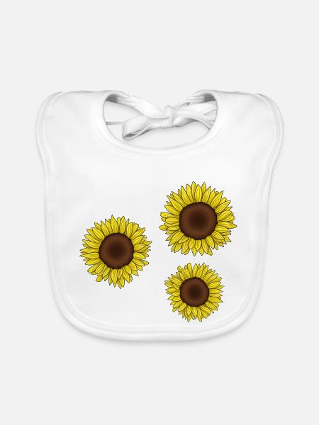 tournesols - Bavoir bio Bébé - blanc - Devant
