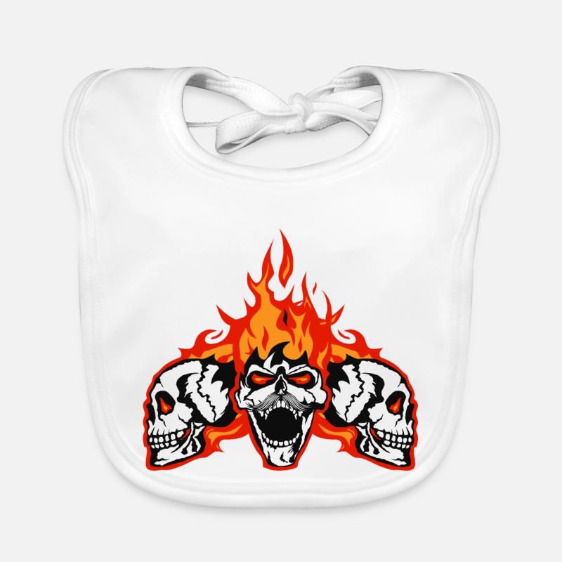 Kopf des Todes FlammenSchädel Schädel Schädel Motrocycle Biker Baby Bio-Lätzchen