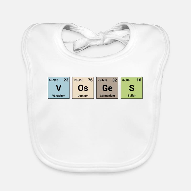 Vosges en éléments périodiques - Bavoir bio Bébé - blanc