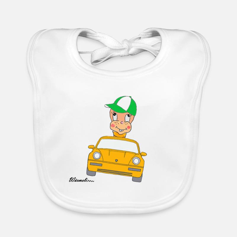 Würmeli aus dem Auto - Baby Bio-Lätzchen - Weiß