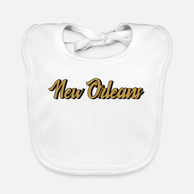 New Orleans Vintage Gold Script Organic Baby Bibs