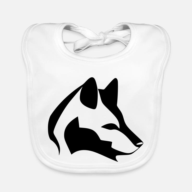 Silhouette Hundekopf, Schwarzes Emblem, Tierdesign Baby Bio-Lätzchen