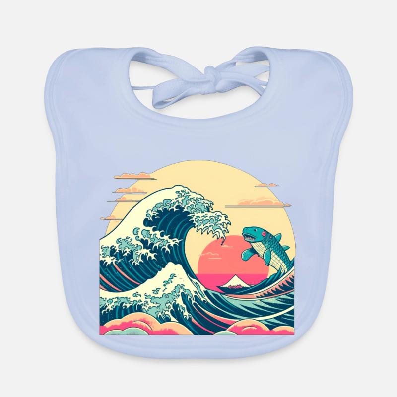 Wave shark Organic Baby Bibs