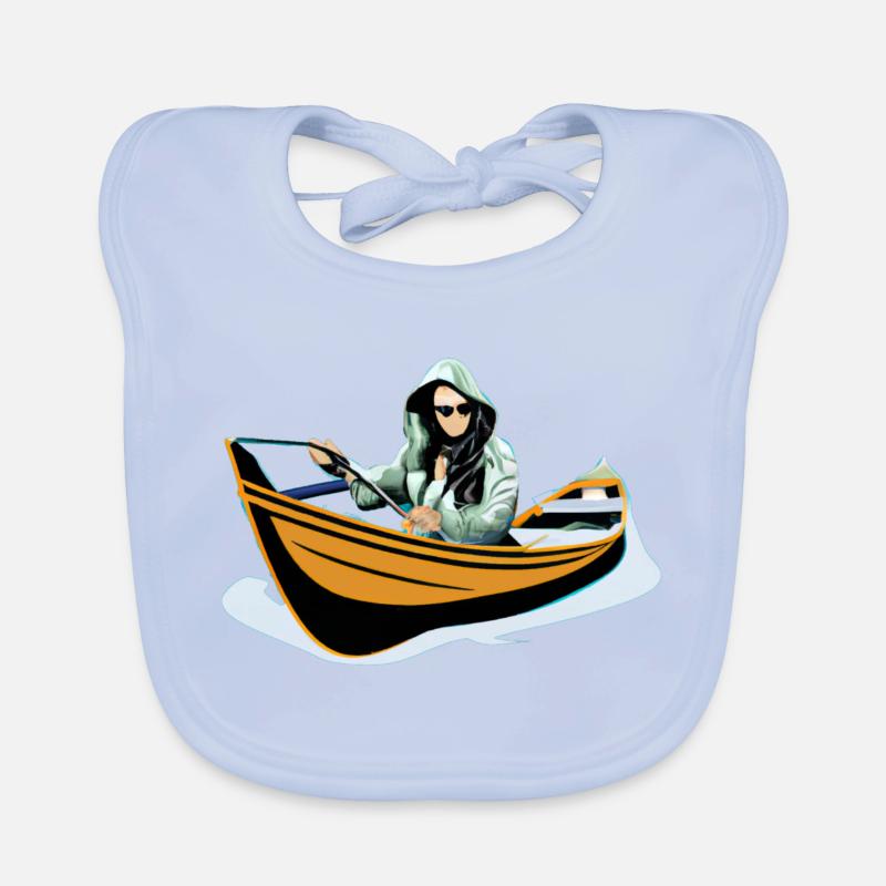 Pêcheuse dans un bateau à rames Bavoir bio Bébé