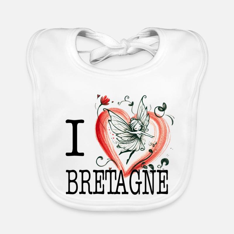 Ich liebe das Märchenherz der Bretagne Baby Bio-Lätzchen