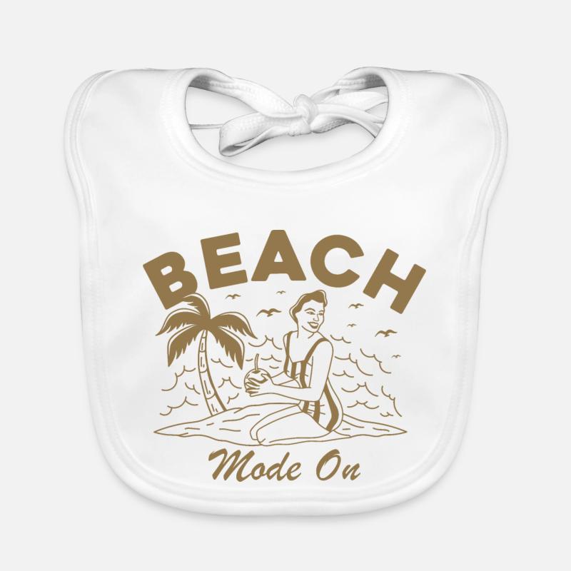 Mode plage activé - Bavoir bio Bébé - blanc