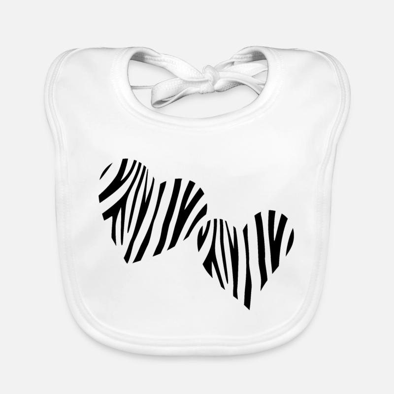 Two zebra hearts Organic Baby Bibs