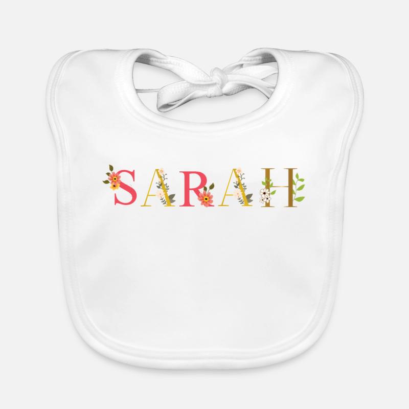 Le nom de SARAH décoré de fleurs Bavoir bio Bébé