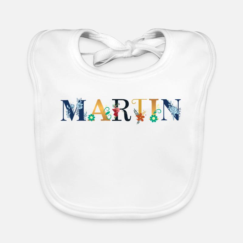 MARTIN name decorated with flowers Organic Baby Bibs