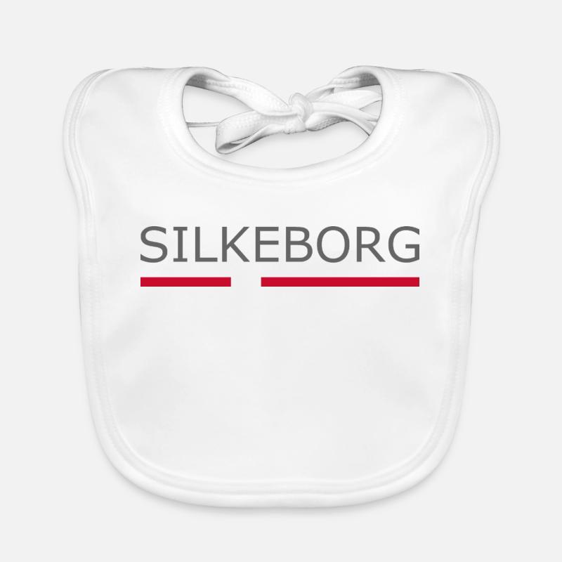 Silkeborg - Denmark Flag - Dänemark Organic Baby Bibs