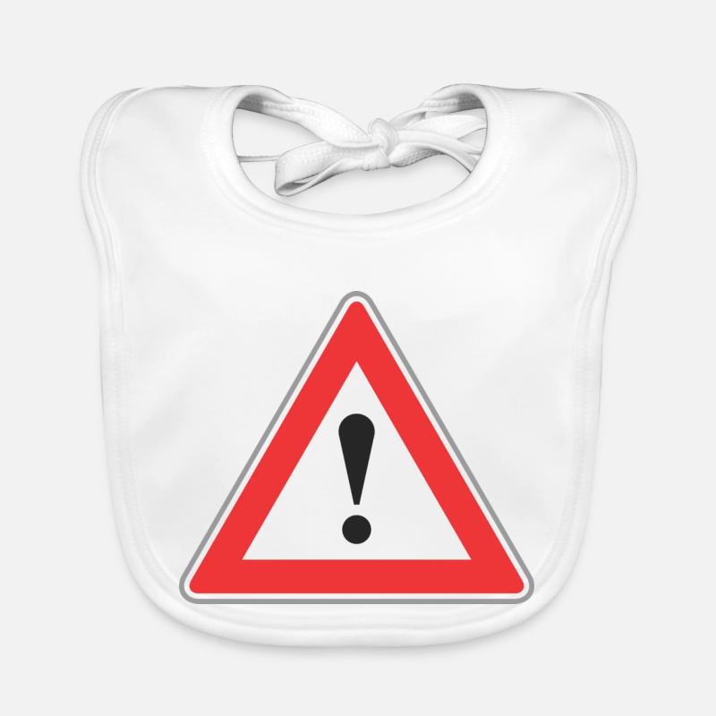 Road Sign exclamation point Organic Baby Bibs