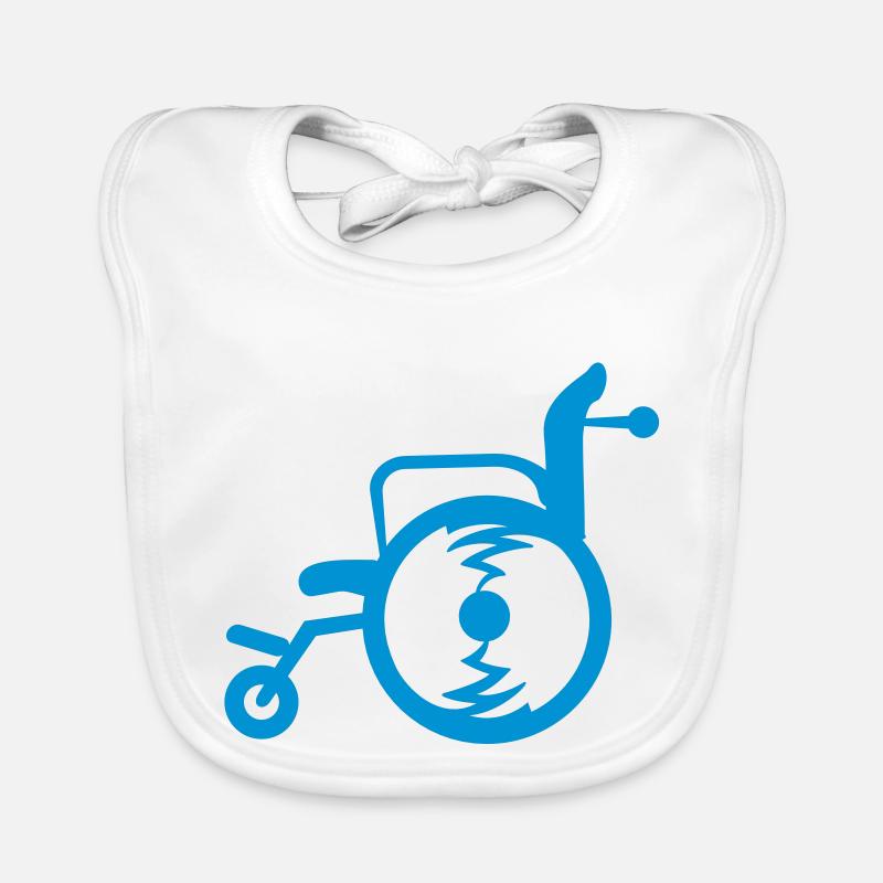 Fauteuil roulant / fauteuil roulant (1c) - Bavoir bio Bébé - blanc