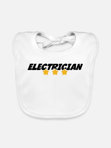 Elektriker / Elektrizität / Arbeit / Job - Baby Bio-Lätzchen - Weiß - Vorne
