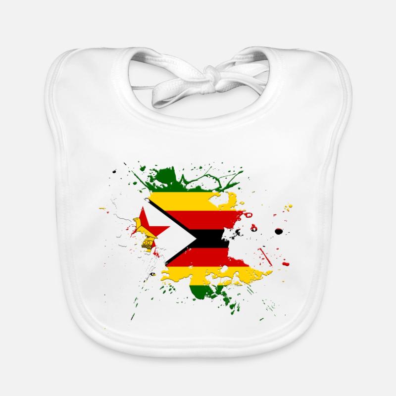 Drapeau du Zimbabwe comme une touche de couleur Bavoir bio Bébé