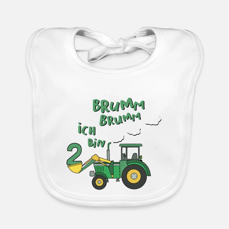 2 Jahre Kinder Bagger Traktor Geschenk Geburtstag Baby Bio-Lätzchen