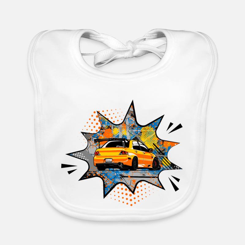 Bulle orange Mitsu - Bavoir bio Bébé - blanc