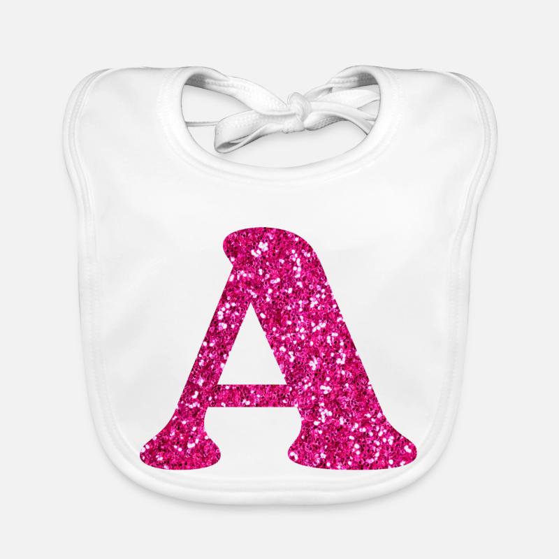 Buchstabe A Rosa Glitzer Baby Bio-Lätzchen
