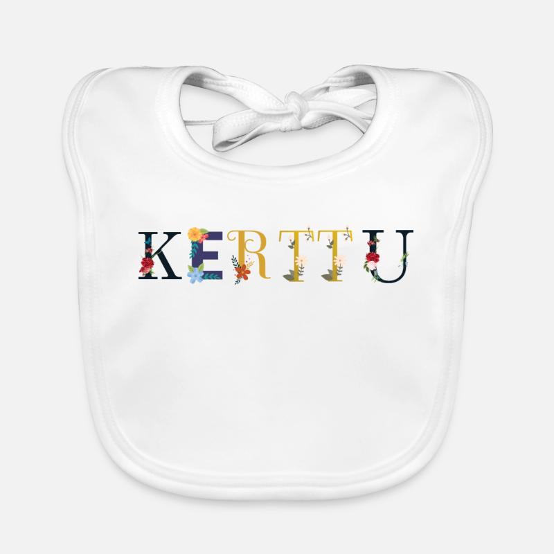 Le nom de KERTTU est décoré de fleurs Bavoir bio Bébé