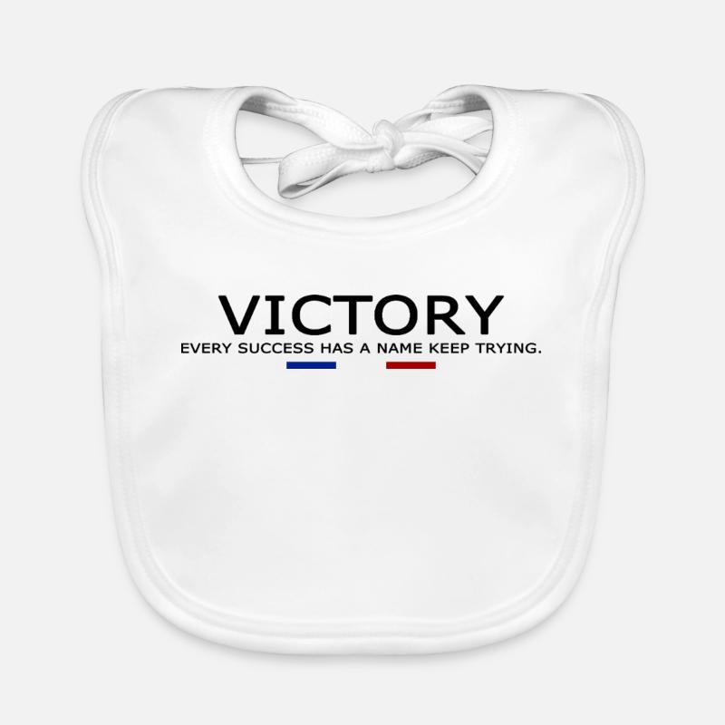 Victory EVERY SUCCESS HAS A NAME KEEP TRYING Organic Baby Bibs
