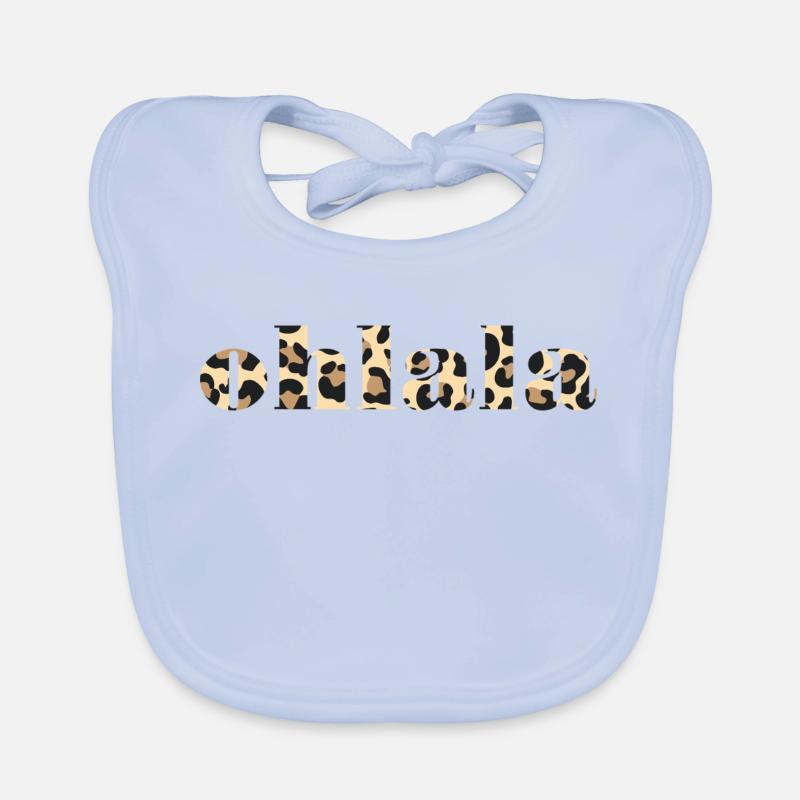 Olala Leopard Print Font Organic Baby Bibs