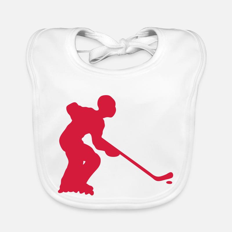 Roller Inline Hockey Silhouette Charakter - Baby Bio-Lätzchen - Weiß