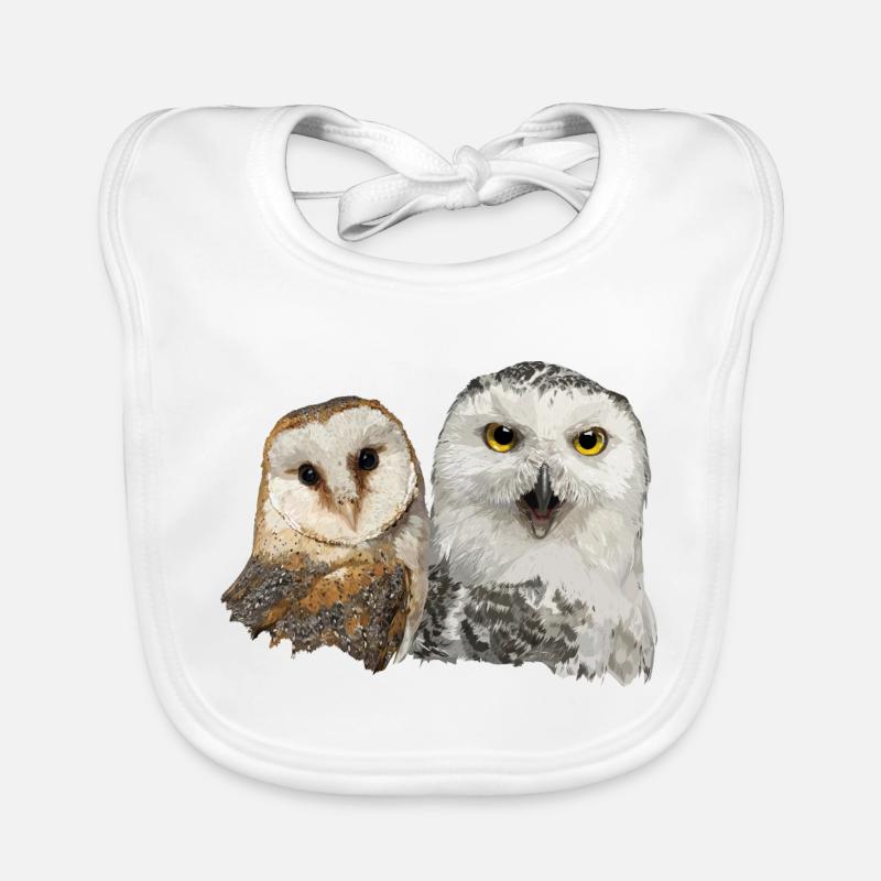 Schneeeule und Schleiereule Baby Bio-Lätzchen